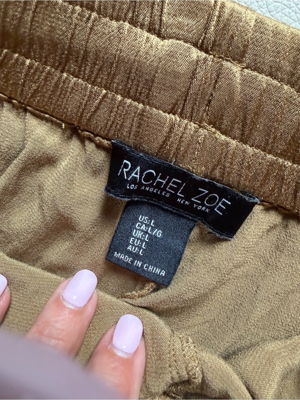 Rachel Zoe Olive Green satin Drawstring Elastic Waist Pants
